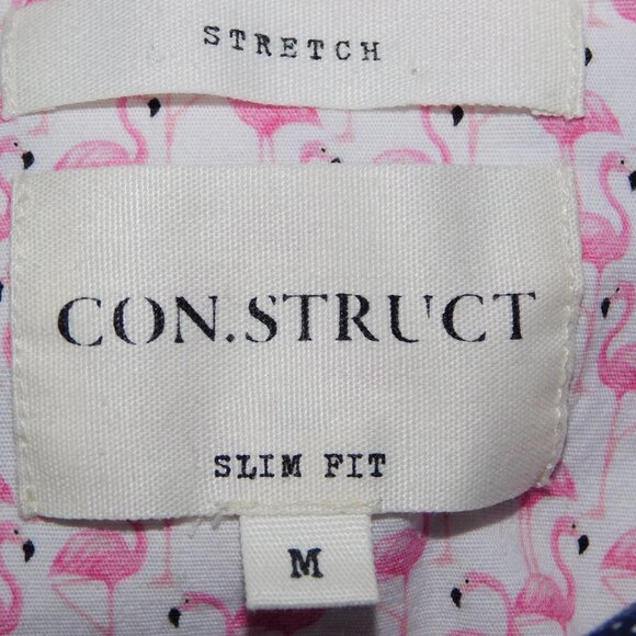 CON.STRUCT Mens M Slim Fit Stretch FLAMINGO Short Sleeve Button Front Shirt - Picture 6 of 13